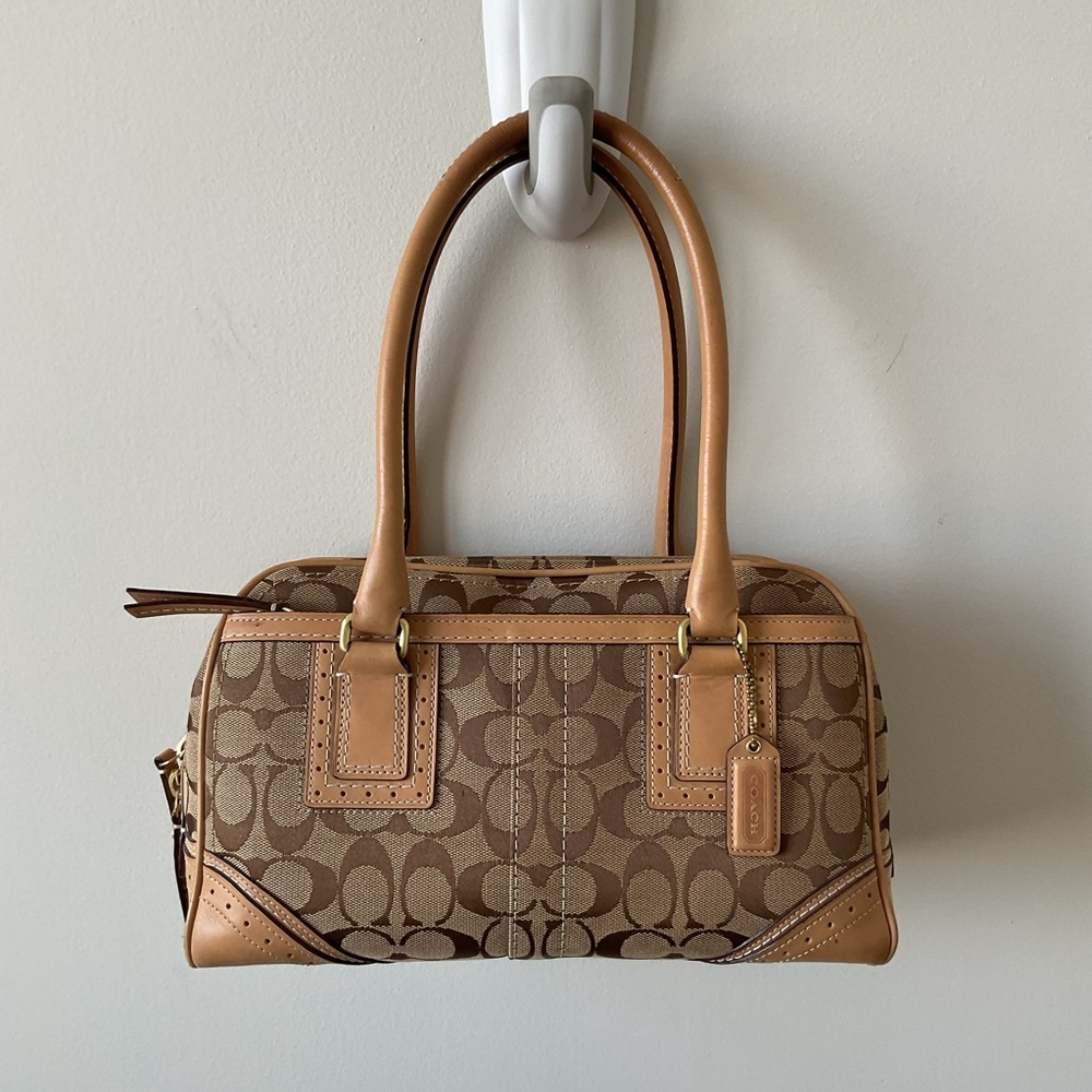 Coach Brown Signature Logo Canvas Satchel Vintage